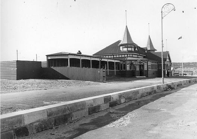 The Bondi Beach dressing sheds (Castle Pavilion) built in 1911, featuring distinctive turrets